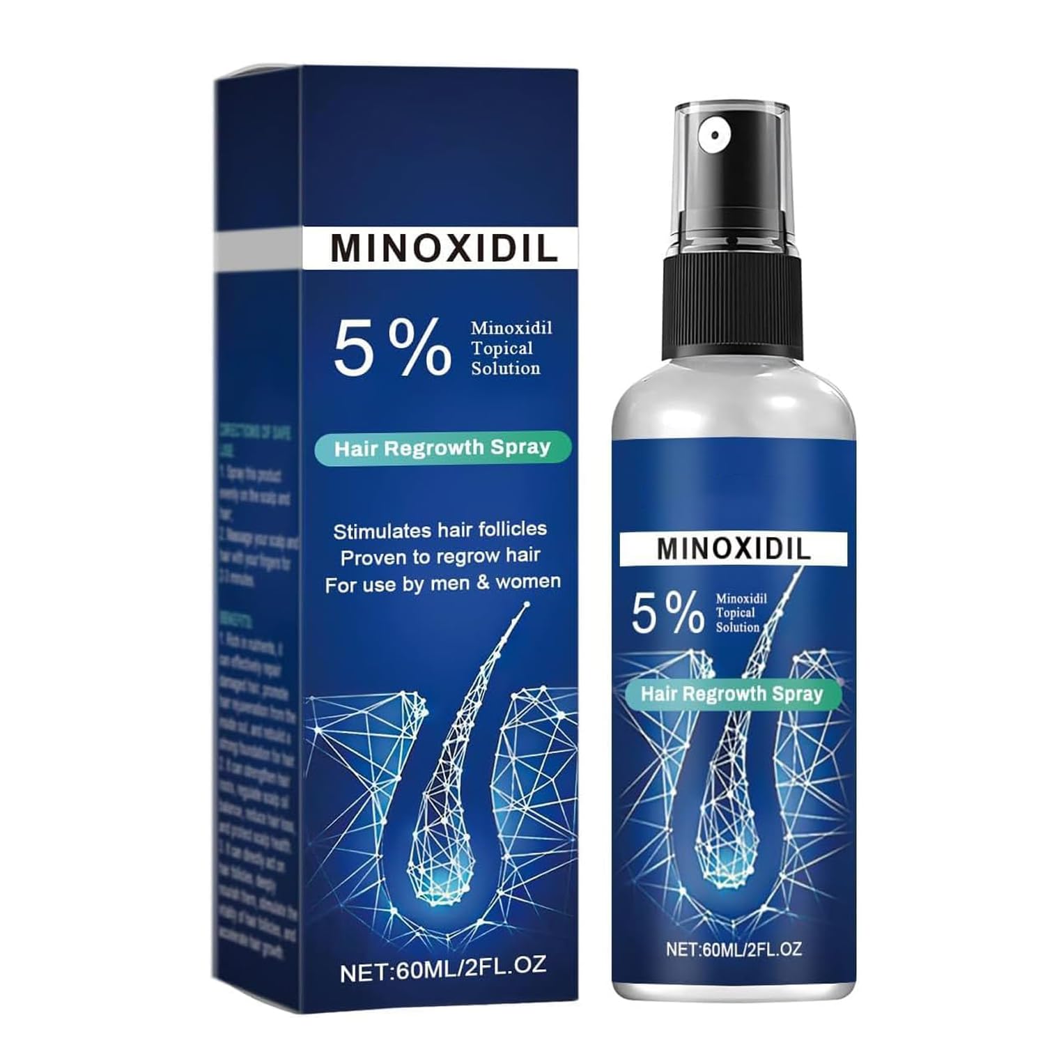 Mens 5 Minoxidil Serum for Hair Regrowth Topical Hair Loss Treatment for Men to Regrow Fuller Thicker Hair