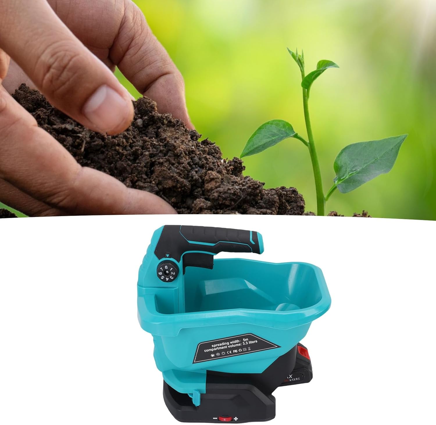 TOPINCN Handheld Power Spreader Compatible for Grass Seeds Rock Salt Fertilizer, 4L Seed Spreader for Year Round, Salt Spreader Handheld Fertilizer Spreader for Lawns