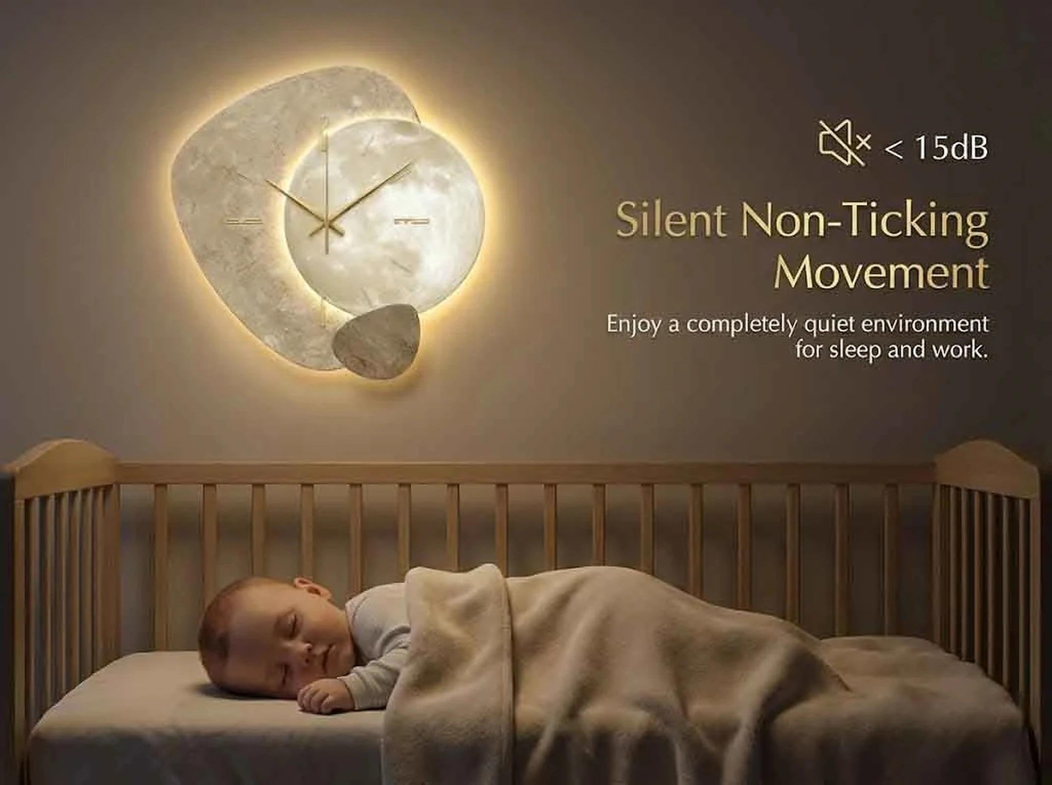 Creativo orologio da parete a LED e grande orologio da parete per soggiorno, movimento silenzioso e luminoso, per decorazione domestica, ufficio, corridoio, struttura 3D in porcellana con cristallo