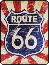 Tin Sign Vintage Retro Man Cave Bar Pub Shed Novelty Gift Aluminium Metal Tin Wall Décor Sign - USA US Route 66 Road Street Highway Red Blue