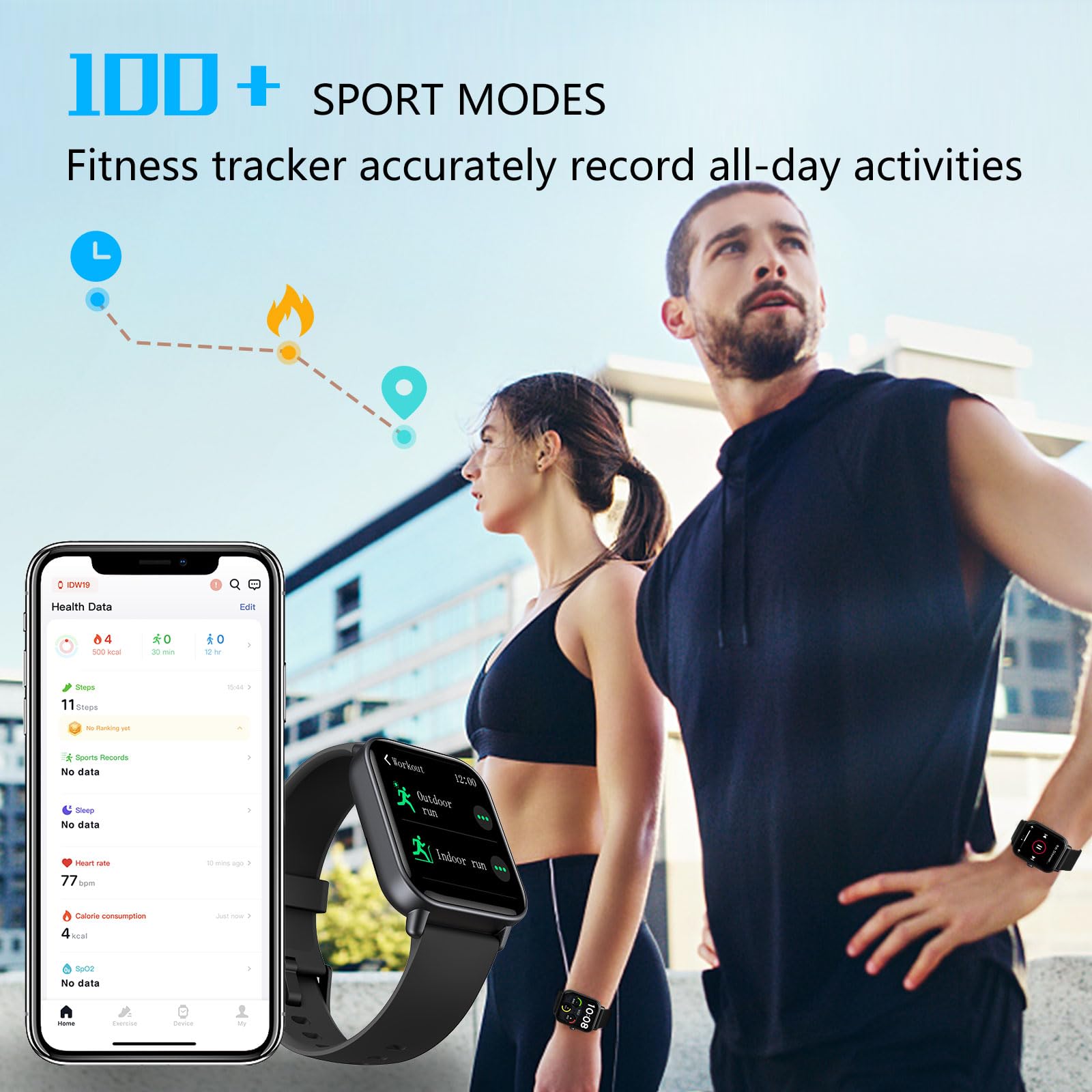 Smartwatch Uomo Donna, 1,85'' Loddery Orologio Smartwatch con Alexa Chiamata Bluetooth e Risposta Vivavoce, Smart Watch con Contapassi, Cardiofrequenzimetro da Polso, Orologio Fitness per Android iOS