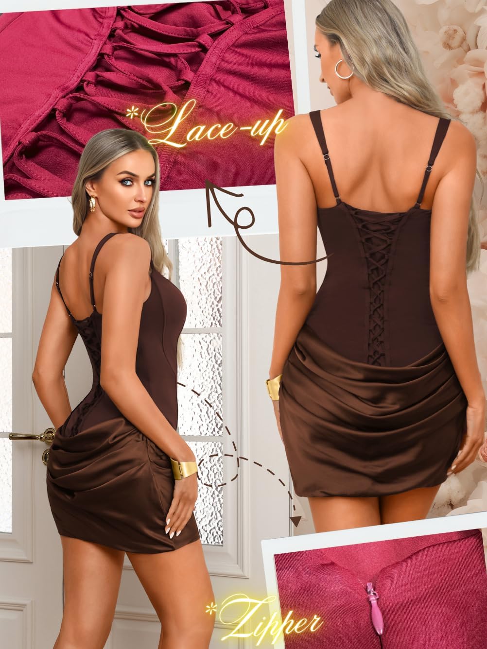 Kaei&Shi Square Neck Corset Mini Dress,Lace Up Ruched Short HOCO Dresses,Sexy Cocktail Birthday Party Outfits - Image 2