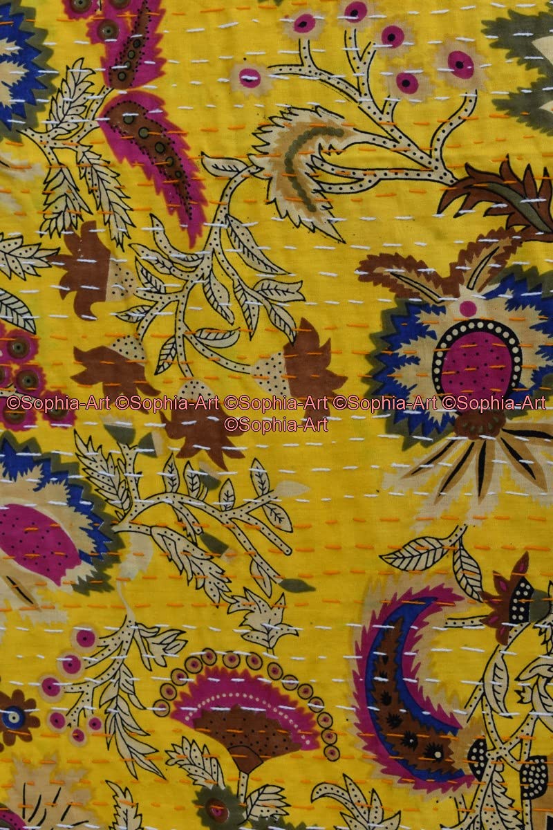 Sophia-Art - Copriletto trapuntato in puro cotone kantha kantha kantha