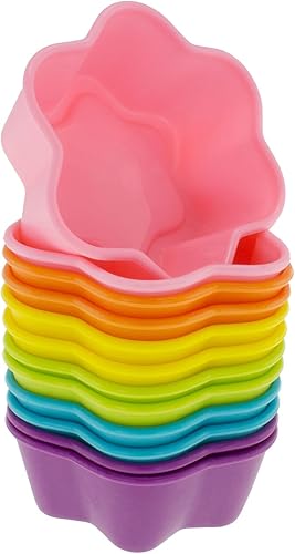 Miniatura 13 de Freshware Paquete de 12 moldes de silicona para magdalenas, 3 pulgadas, reutilizables y antiadherentes para cupcakes, para fiestas, Halloween, Flor
