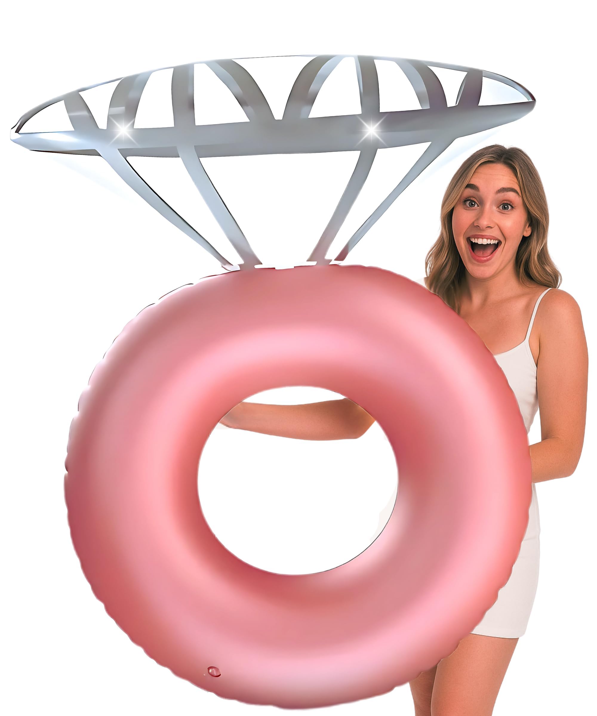 Inflatable Pool Float Diamond Ring Floatie for Bachelorette Party, Beach Bachlorette Accessories Decoration for Bride,Engagement Party, Bridal Shower