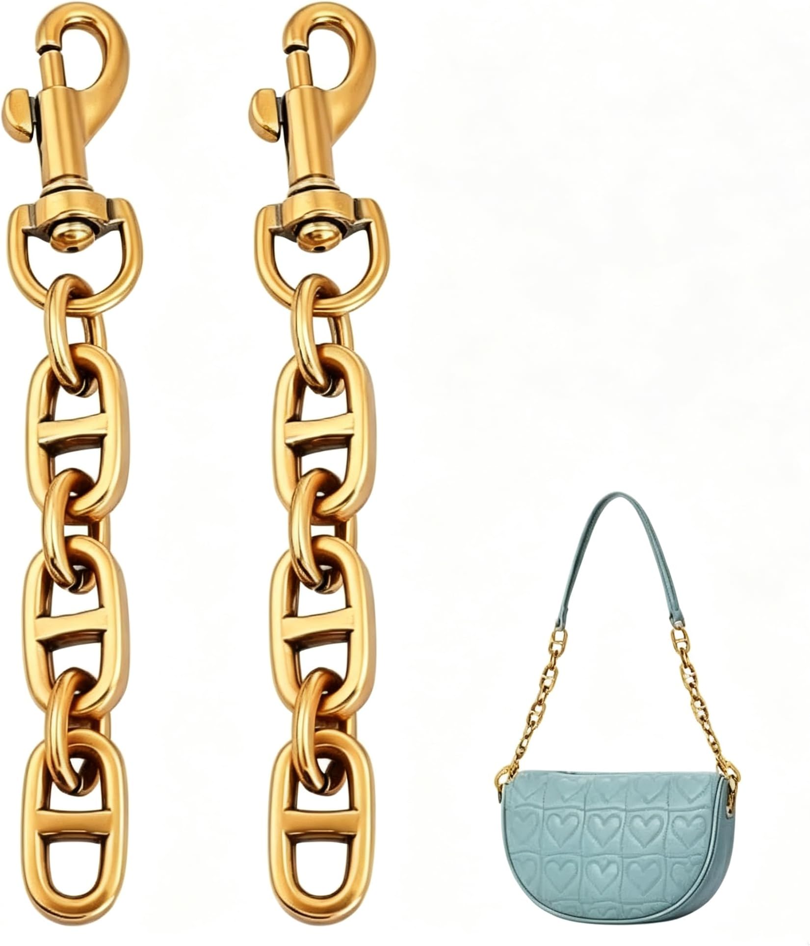 2Pcs Small Bag Extender Chains Alloy Purse Chain Strap 12cm Antique Golden Crossbody Shoulder Bag Strap Chains with Swivel Eye Bolt Snap Hook for Bag Straps Replacement Accessories