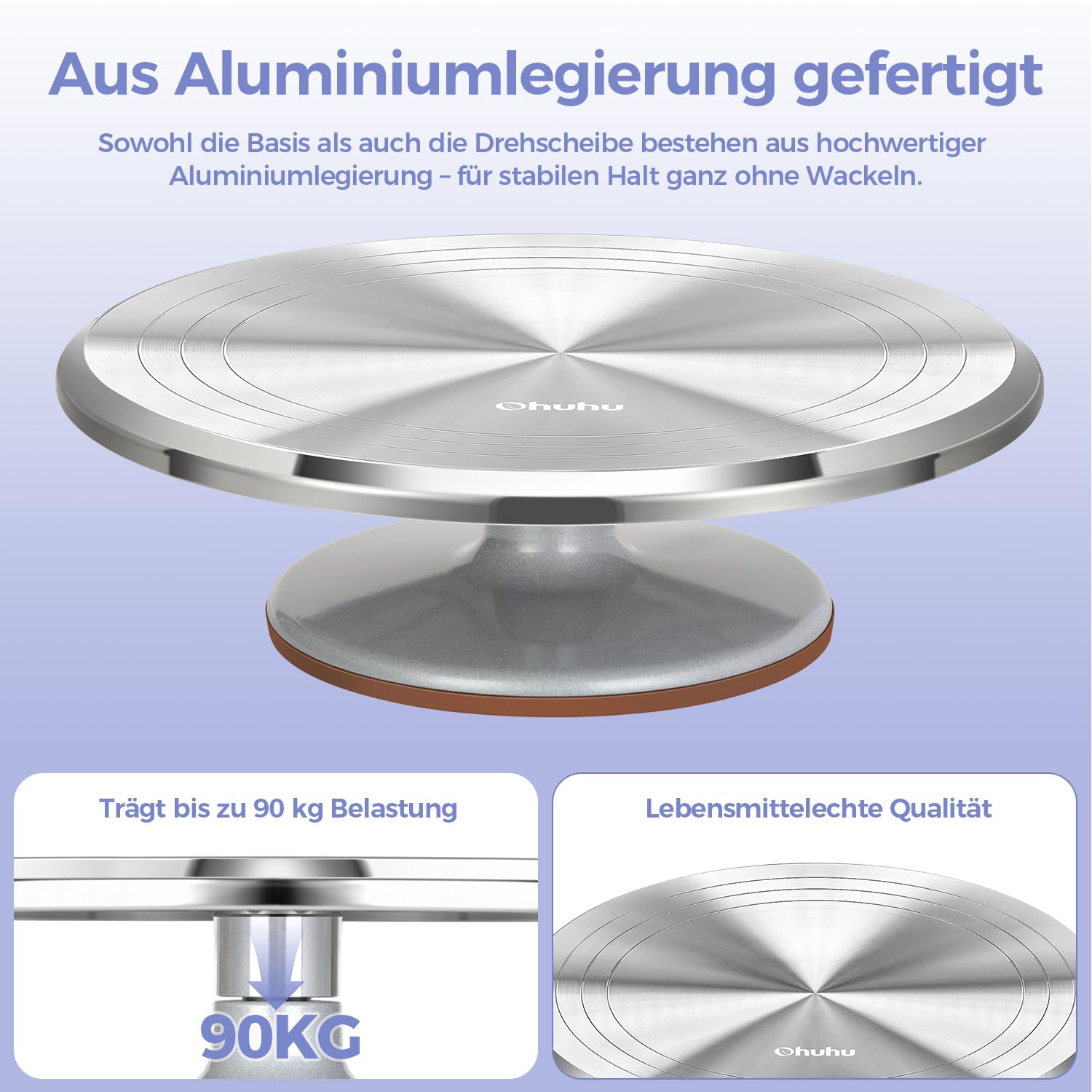Ohuhu Tortenplatte Drehbar, Aluminiumlegierung Drehteller Torte 30 cm, Drehteller Torte für Tortendekoration & Backen, Drehbare Tortenplatte Geschenk für Familie & Freunde