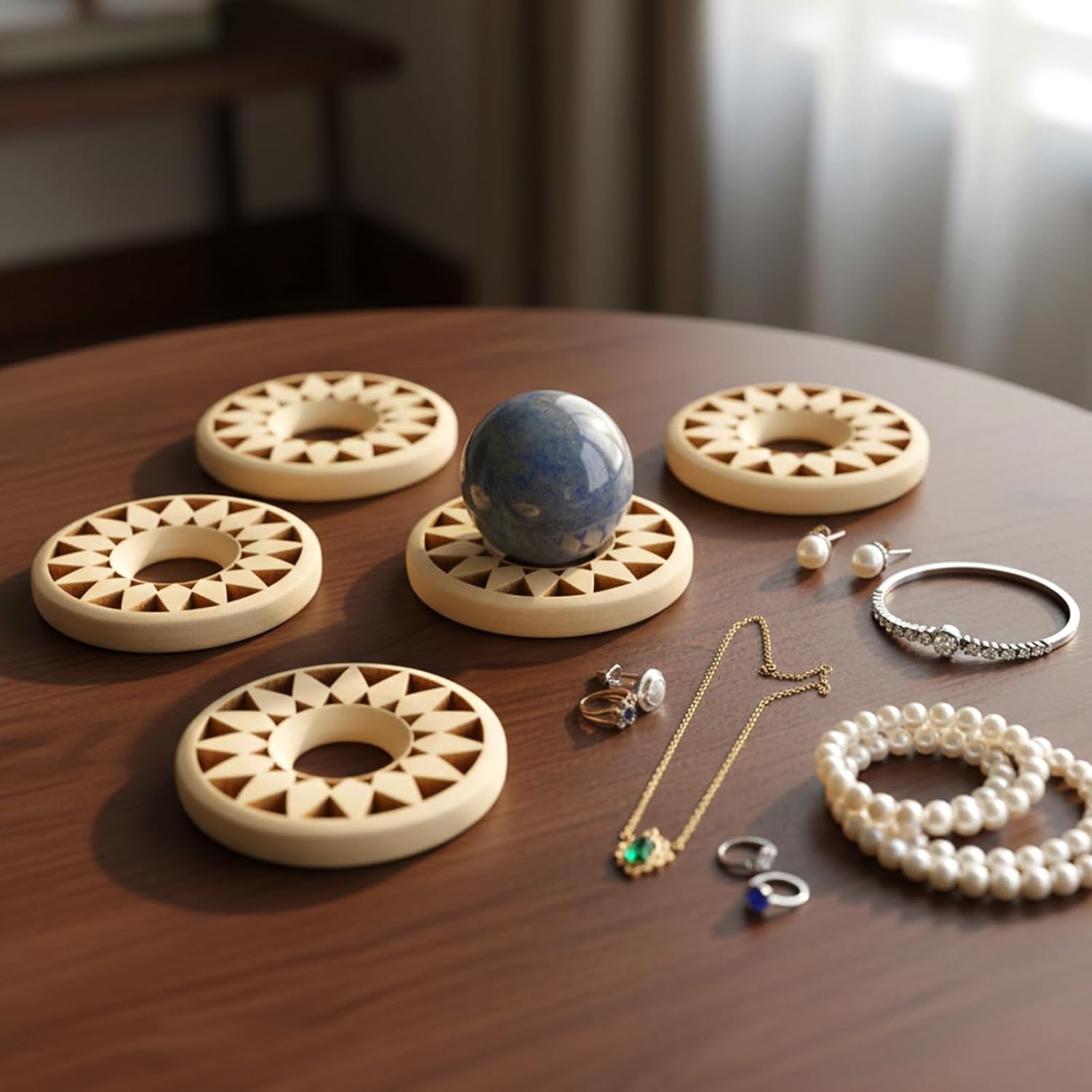 20 Pcs Sphere Stand Wooden Egg Holder Display Holder Wood Crystal Sphere Holders Round Wooden Elegant Egg Stands for Home Decoration and Display of Gemstones Balls (Large+Medium image 5