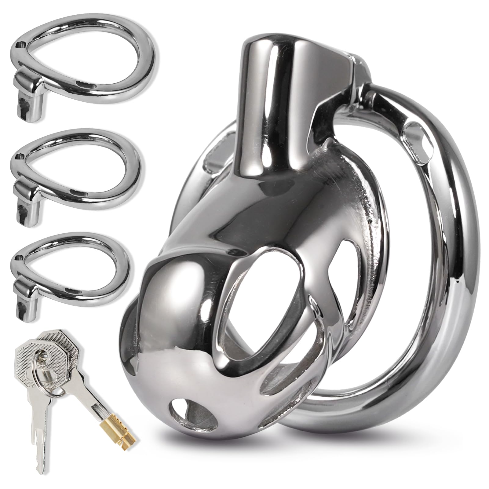 Cage de chasteté en métal pour hommes avec ceinture antidérapante, anneaux réglables et serrure, ceinture de chasteté en acier inoxydable pour hommes, Cock Cage SM Bondage Sex Toy
