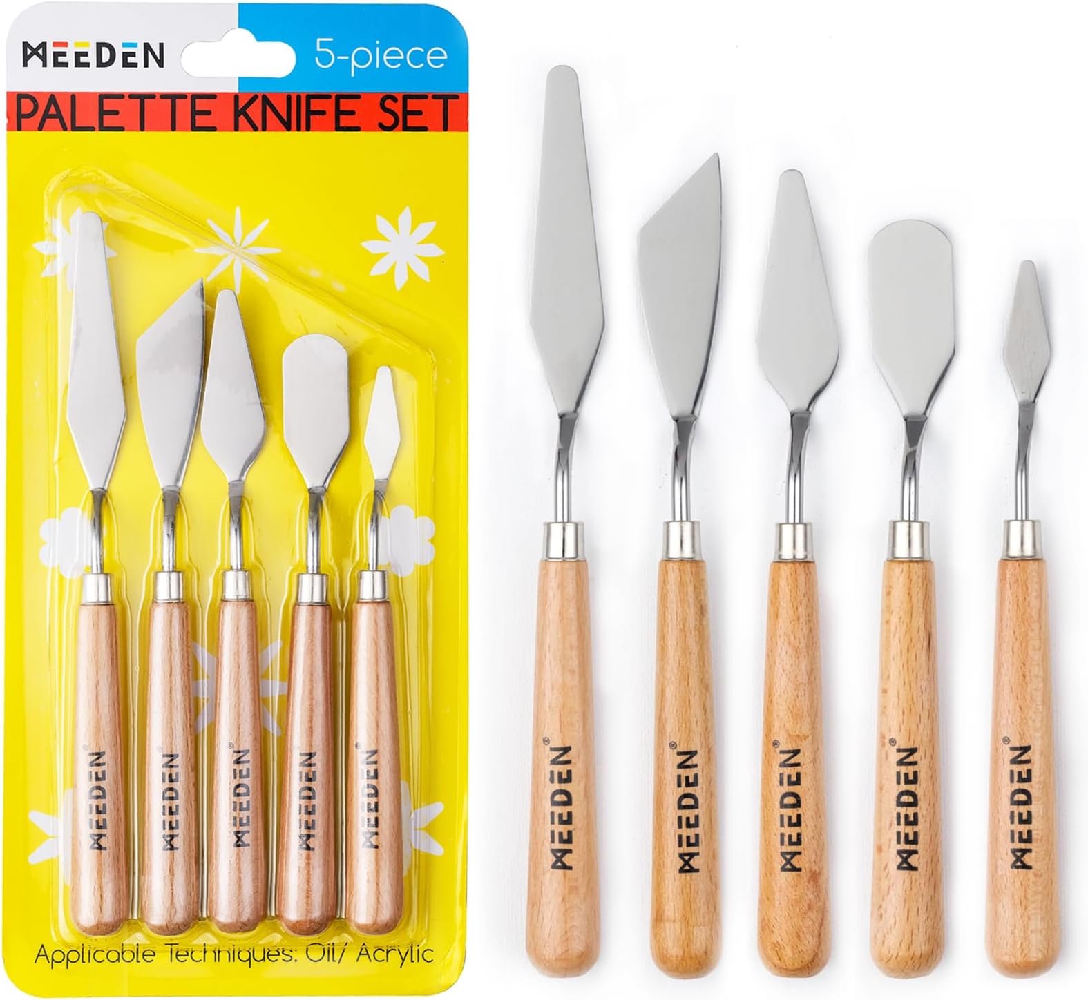 Painting Palette Knife: 5 Pieces Stainless Steel Painting Knives with Wood Handle - Art Pallet Knife Set for Oil Canvas Acrylic Painting