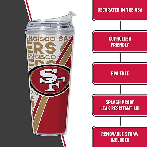 Miniatura 14 de Rico Industries NFL Football - Vaso de acrílico de 24 onzas con tapa con bisagras, vaso de doble pared con licencia oficial para fanáticos de la NFL