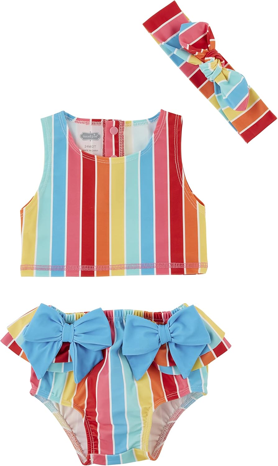 Mud Pie Girls Toddler Bikini and Headband Set
