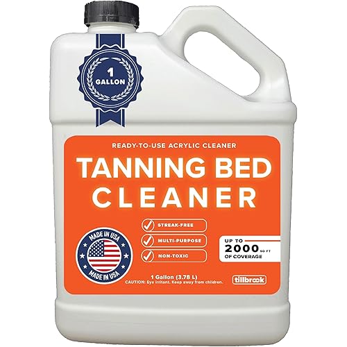Tanning Bed Cleaner Acrylic Cleaner for Indoor Tanning Beds - Up to 2000 sq ft of Coverage - 1 Gallon Universal, Streak-free, Professional Cleaning Solution for All Non-Porous Surfaces
