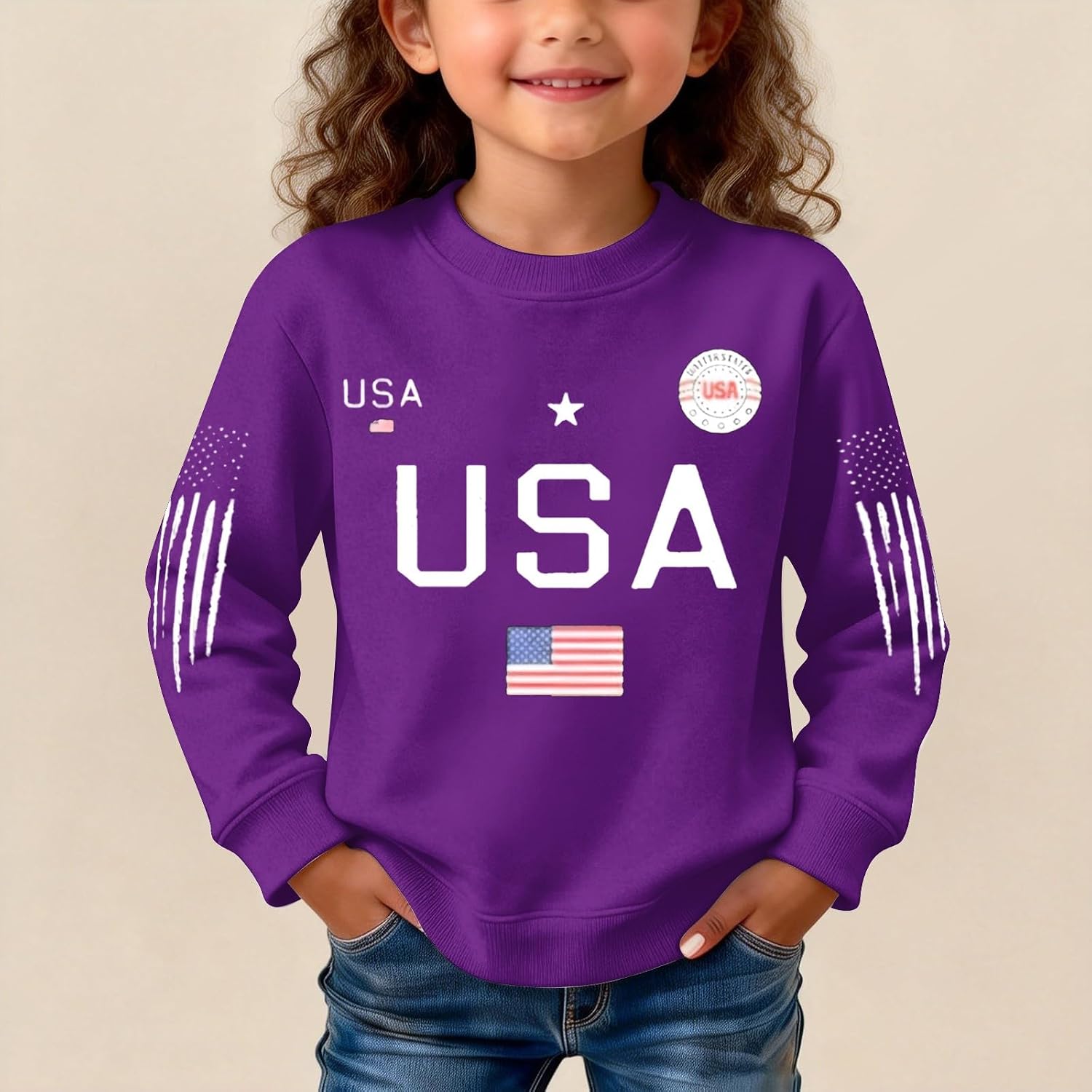 Girls Sweatshirt Printed Hoodie Long Sleeve Pullover Fall Fashion Hooded Top For Teen Girls With Pockets Dark Purple 3 To 4 Years