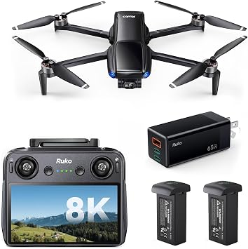Ruko U11MINI 4K RC3، طائرة بدون طيار للمبتدئين مع وحدة تحكم تعمل باللمس وشاحن Ruko PD65W USB C