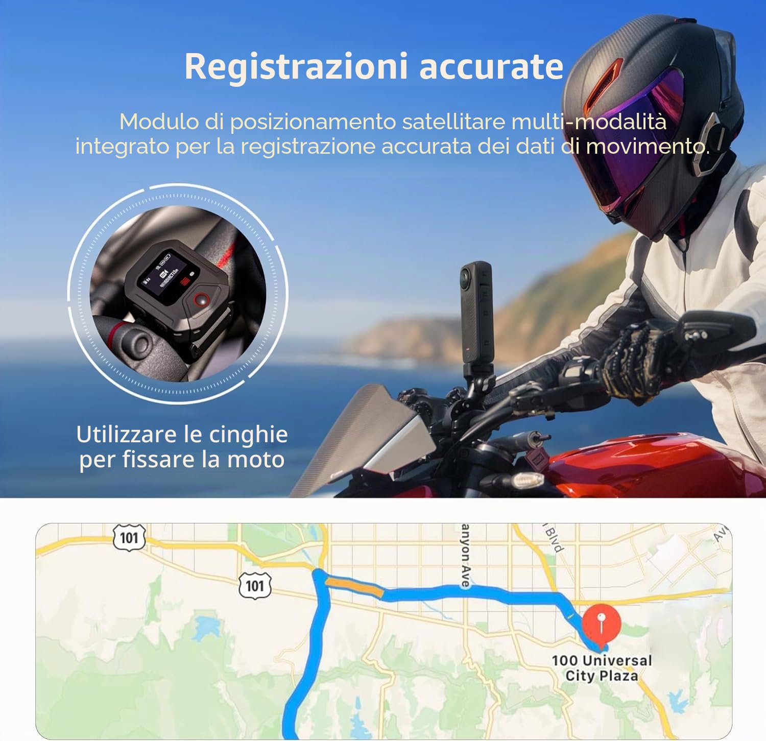 Treeboy GPS Bluetooth Remote Control per Insta360 X5/X4/X3/X2/Go 3S/Go 3/Pro 2/Pro, Controllo senza fili con intervallo di 82FT