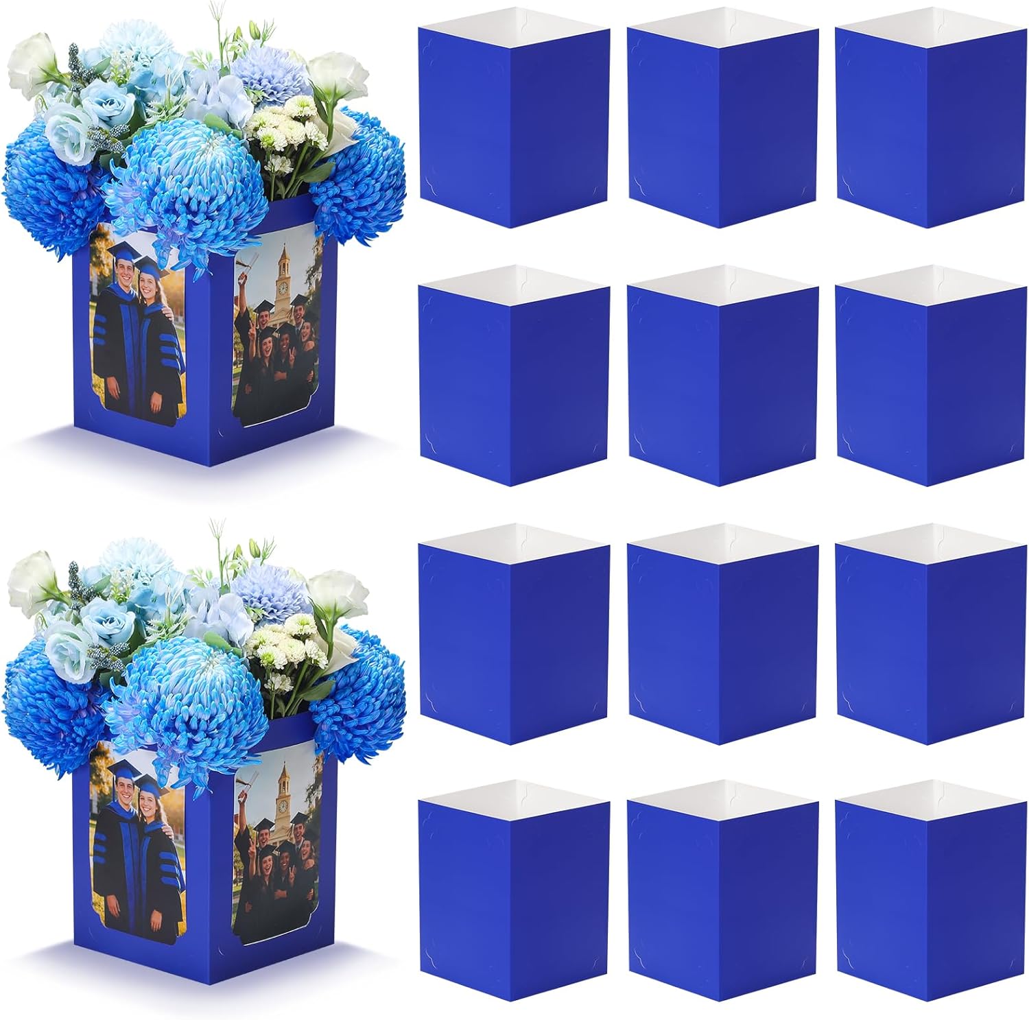 15 Pack Graduation Box Centerpieces for Table 6/7 Inch Photo Display，Picture Table Box Photo Props Frame for Grad Party Favors Birthday Wedding Dinner Party Graduation Decorations(Pink)