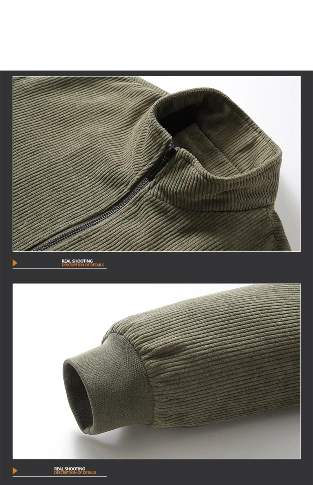 Męskie ubrania zimowe solidny kołnierz ze stójką sztruksowy płaszcz polarowy ubrania czarne 4XL, Czarny, 4XL
