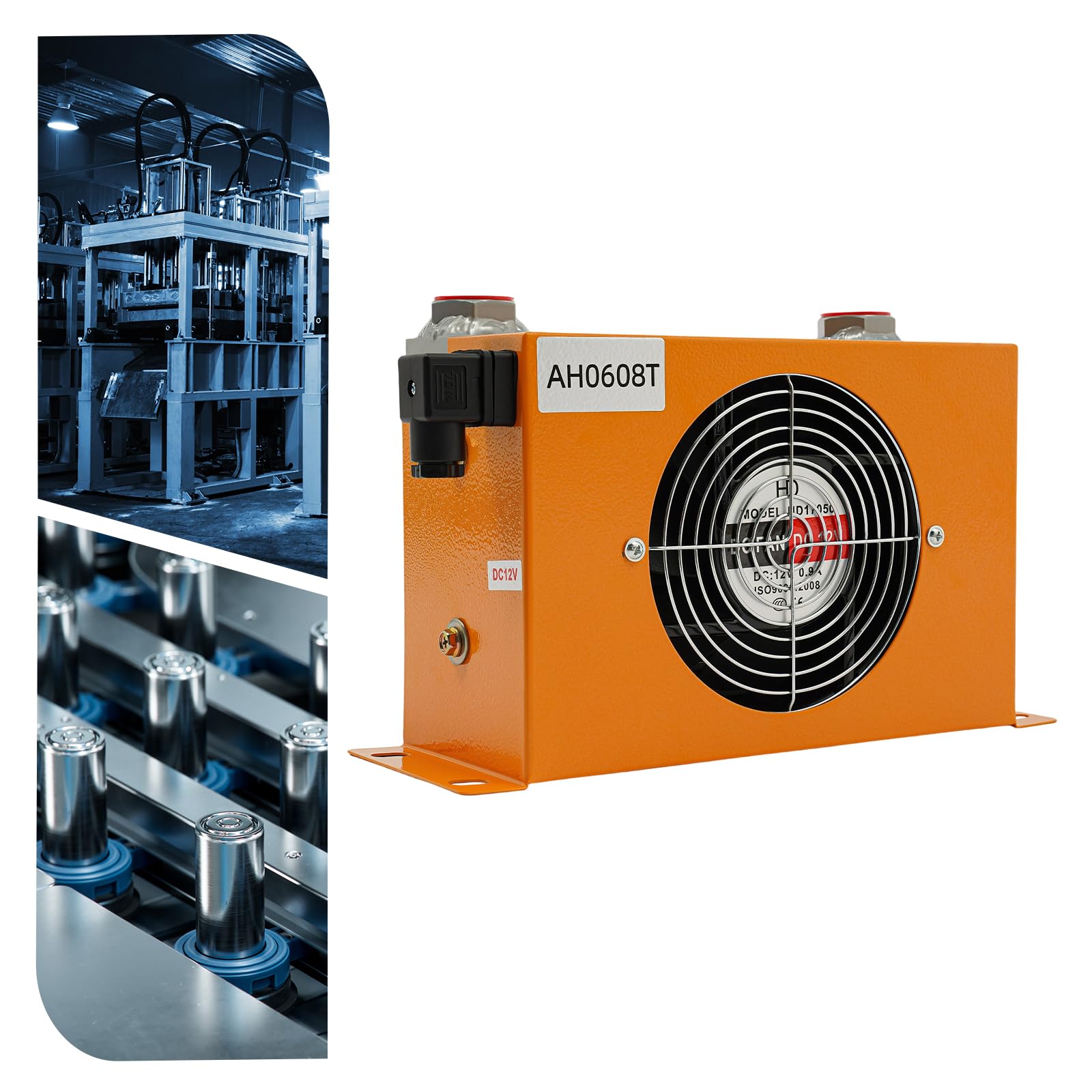Chłodnica oleju hydraulicznego, 2300 kcal/h, 12 V DC 60 l/min, chłodnica oleju chłodzona powietrzem do systemów hydraulicznych i przekładniowych, 26 x 11,5 x 20 cm