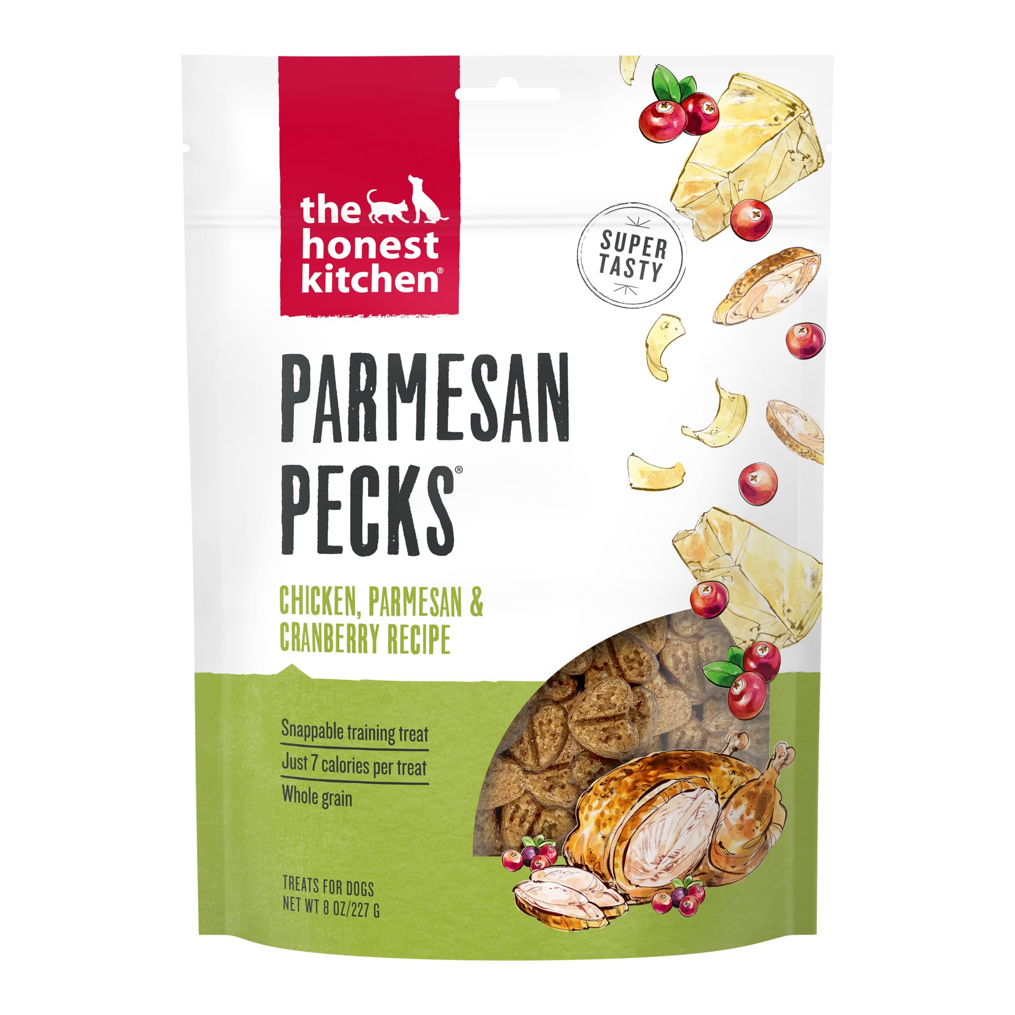 The Honest Kitchen Human Grade Parmesan Pecks: Chicken, Parmesan & Cranberry Recipe, 8 oz Bag