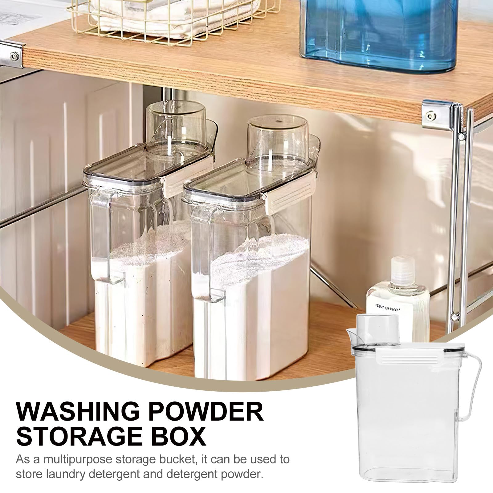 VICASKY Secchio Porta Detersivo Liquido Trasparente 18X29 CM Coperchio Ermetico Contenitore Ricaricabile per Polvere Bucato Accessorio Pratico per Casa e Hotel