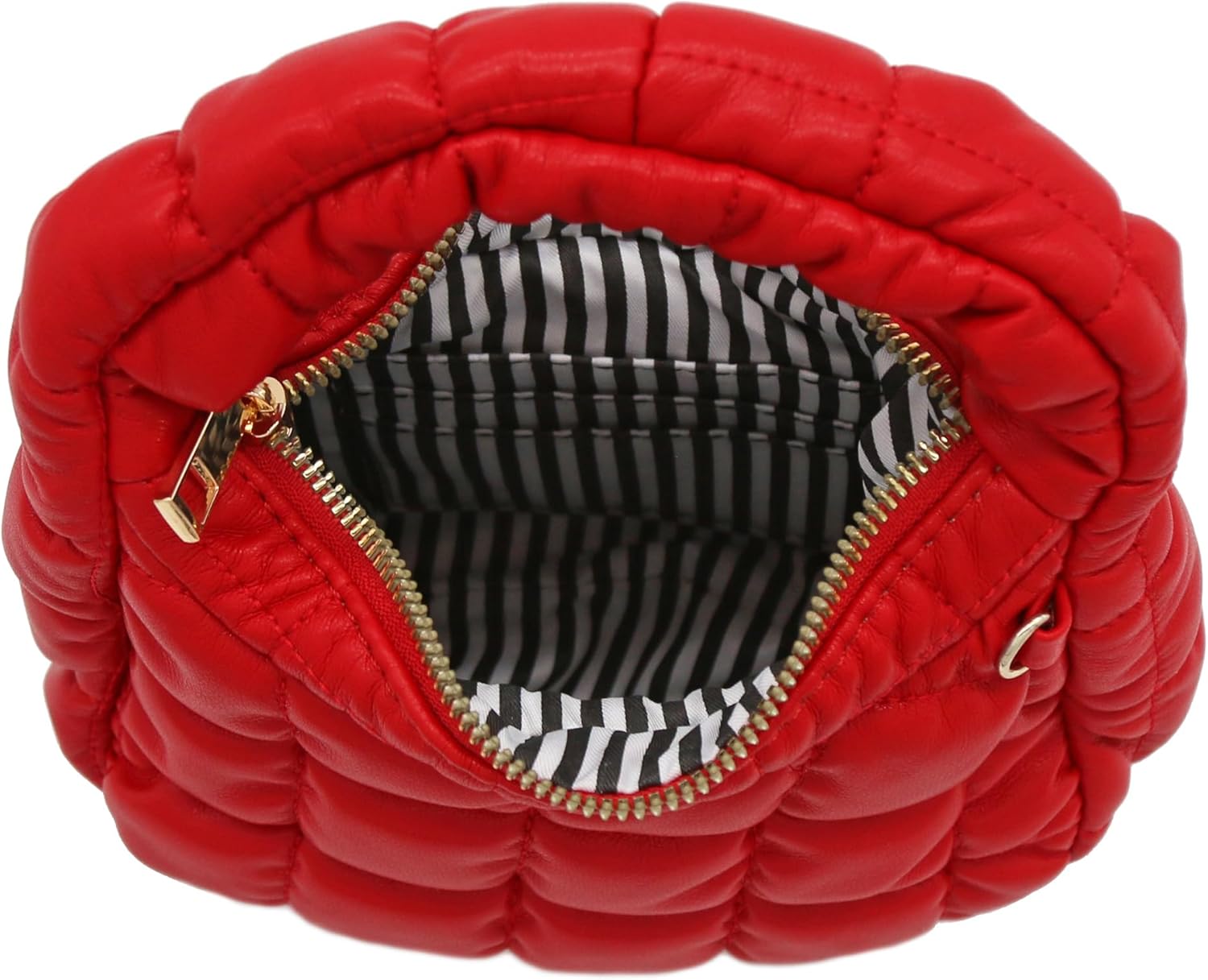 FashionPuzzle Mini Quilted Soft PU Leather Crescent Puffer Crossbody Evening Bag
