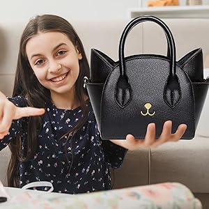 QZUnique Women's Summer Fashion Top Handle Cute Cat Cross