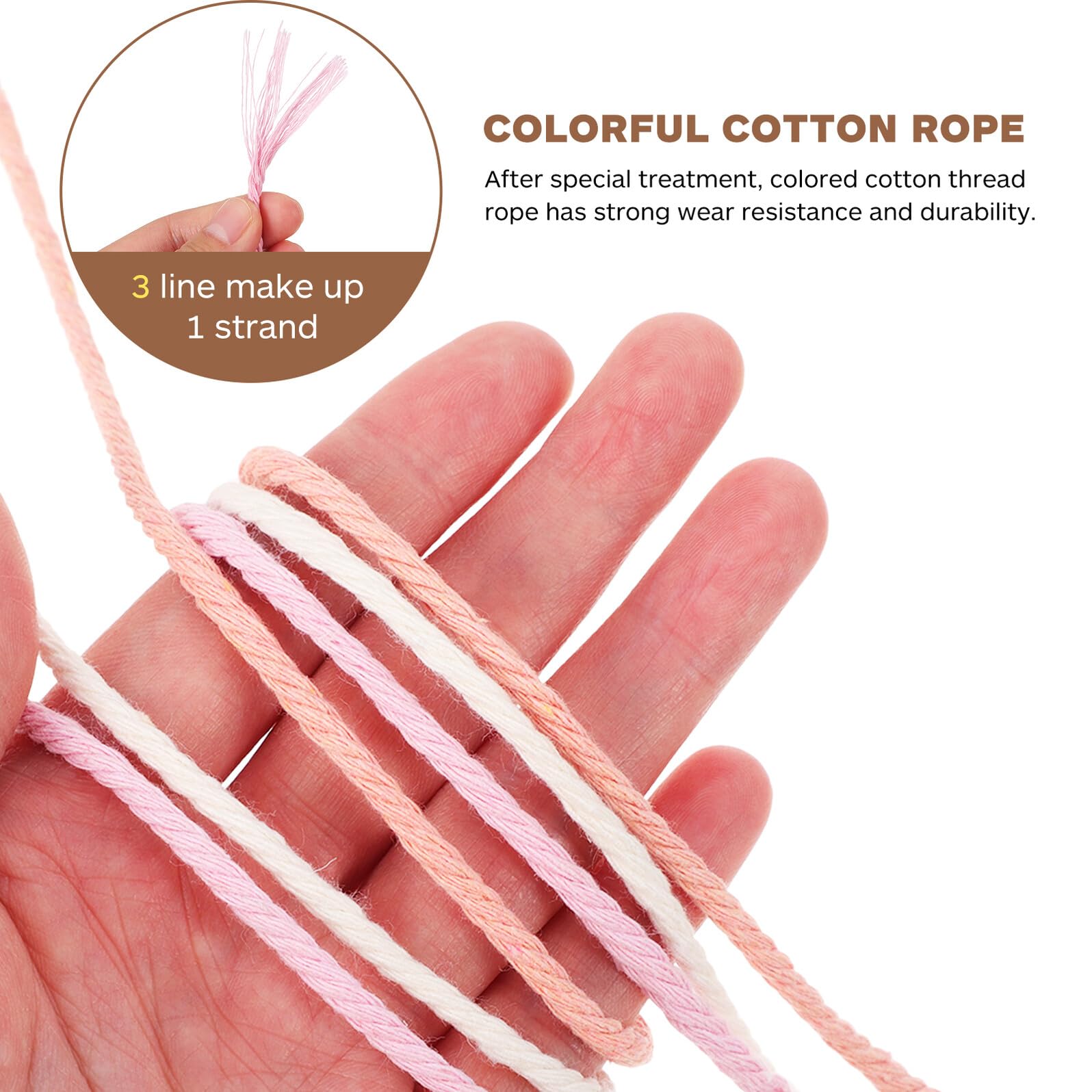 OUNONA 3 Stück Packung Farbiges Baumwoll Bastelkordel Makramee Garnset Stark und Formbeständig zum Häkeln für Dekoration im Handmade Bereich