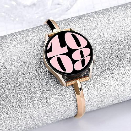 Miniatura 9 de DEALELE Bandas compatibles con Samsung Galaxy Watch 66 Classic  55 Pro  44 Classic  3 1.614 in  Active 2, pulsera de repuesto de metal con diamantes