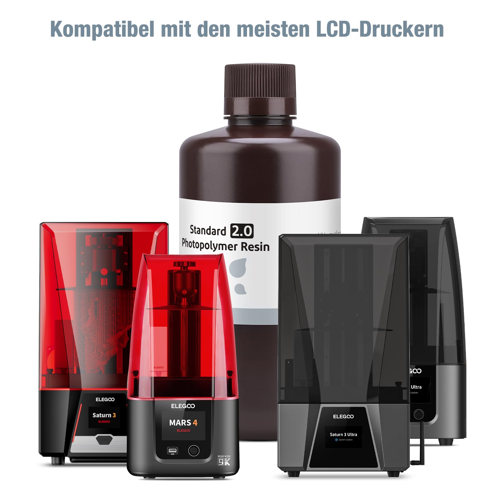 ELEGOO 405nm Rapid Resin Żywica do drukarki 3D, LCD UV, fotopolimerowa, 1000 g, 2.0, szara
