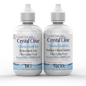 Crystal Clear Lab CLO-2 8 fl oz Dual Bottle Set | w/Accu-Drop Bottles, Hydrochloric Acid (HCl), Extra Large Size