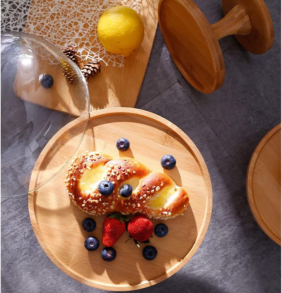 ケーキスタンド 背の高いケーキディスプレイトレイ シューティングラック パントレイ フルーツボタントレイ 蓋付き 透明ガラスカバー