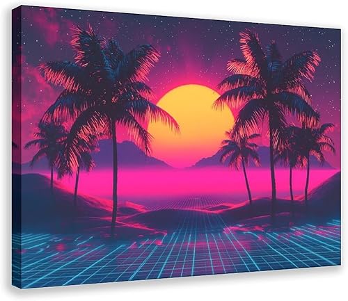 Synthwave Subculture Wall Art 80s Inspired Neon Retro Print Aesthetic Alternative Poster for Modern Home Decor Canvas Poster Bedroom Decor Sports