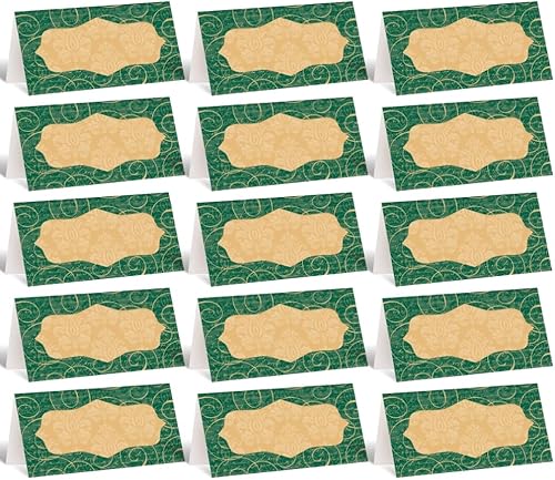 Tarjetas de lugar de Navidad únicas de 4 pulgadas, color verde y dorado, 16 unidades, multicolor