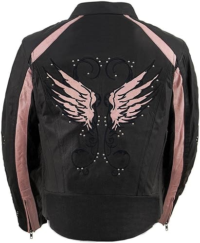 Miniatura 2 de Milwaukee Leather ML1952 Chaqueta de cuero para mujer con diseño bordado de alas y remaches negros