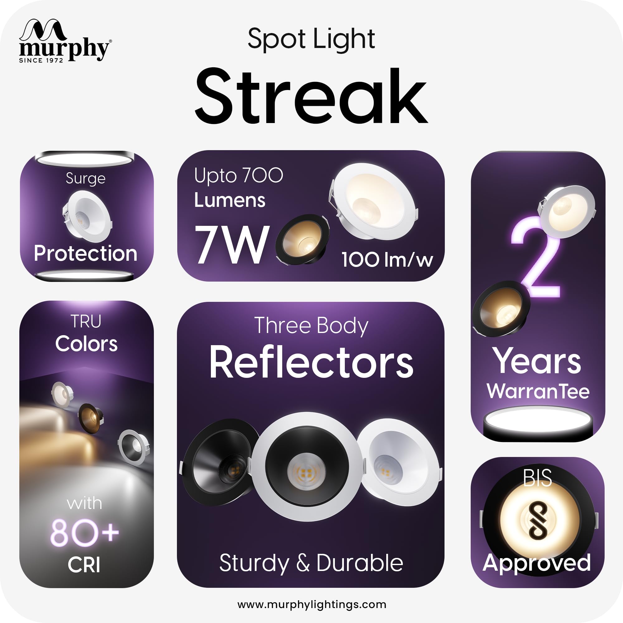 Murphy LED Downlight - Black Finish, Natural White -3