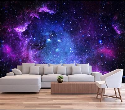 Custom Starry Sky Murals for Walls Large Galaxy Peel and Stick Wallpaper for Living Room Bedroom Dining Room Wall Murals