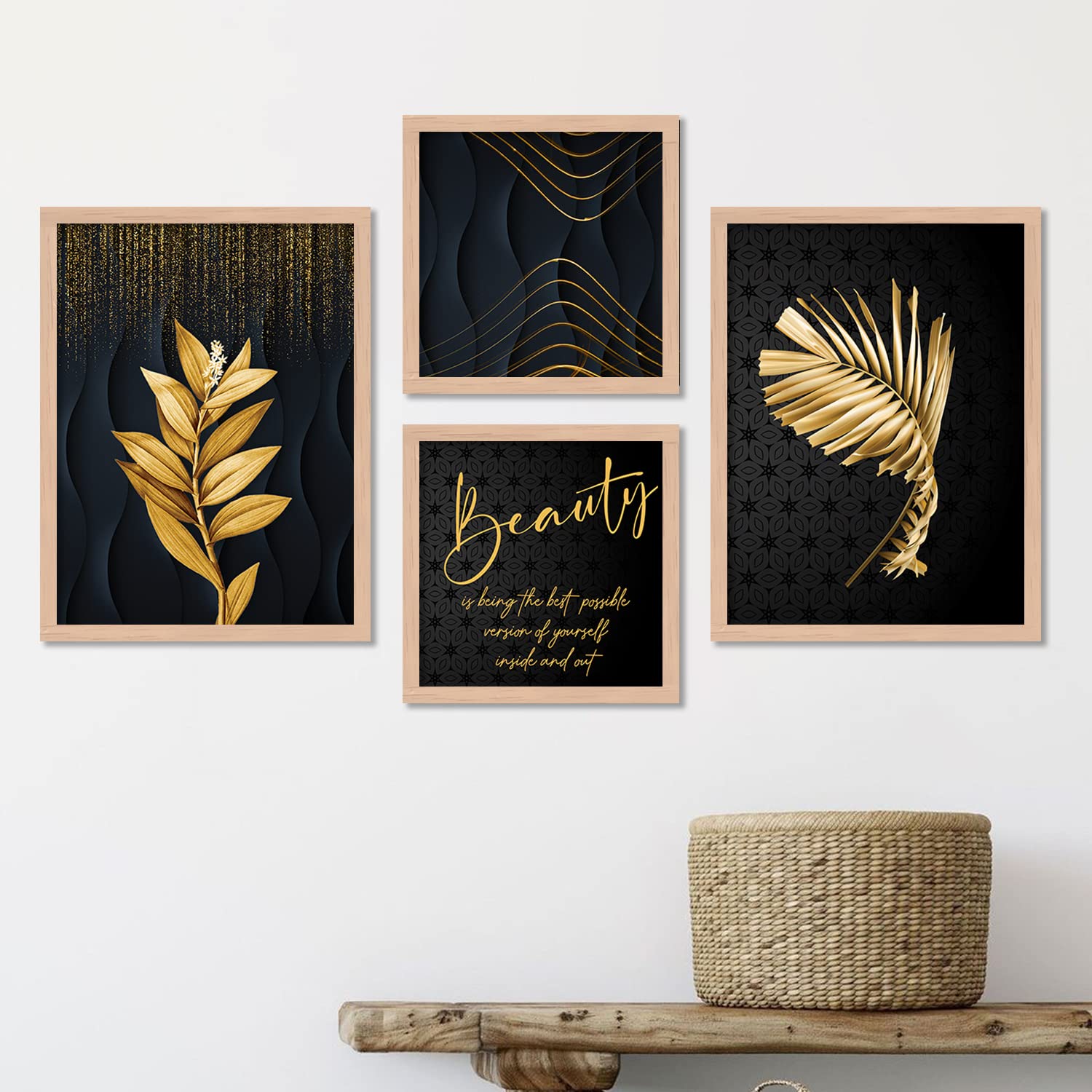 walllane - Beige Colour Art Painting For Living Room Bedroom Office | Modern Art Leaf Painting With Frame | Painting For Wall Decoration (10 Inch x 13 Inch) Set 4 Cate- 14 (B0BMQSWR1W) Amazon Price History, Amazon Price Tracker