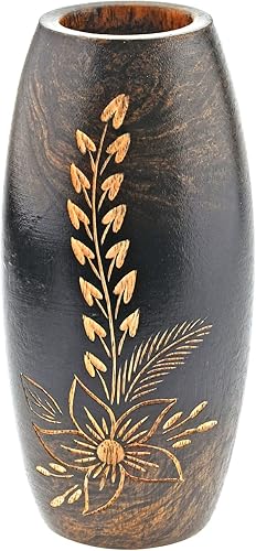 Miniatura 3 de AeraVida Majestic Flower Garden - Jarrón de madera de árbol de mango marrón  Jarrón de madera marrón oscuro para sala de estar  Jarrón decorativo