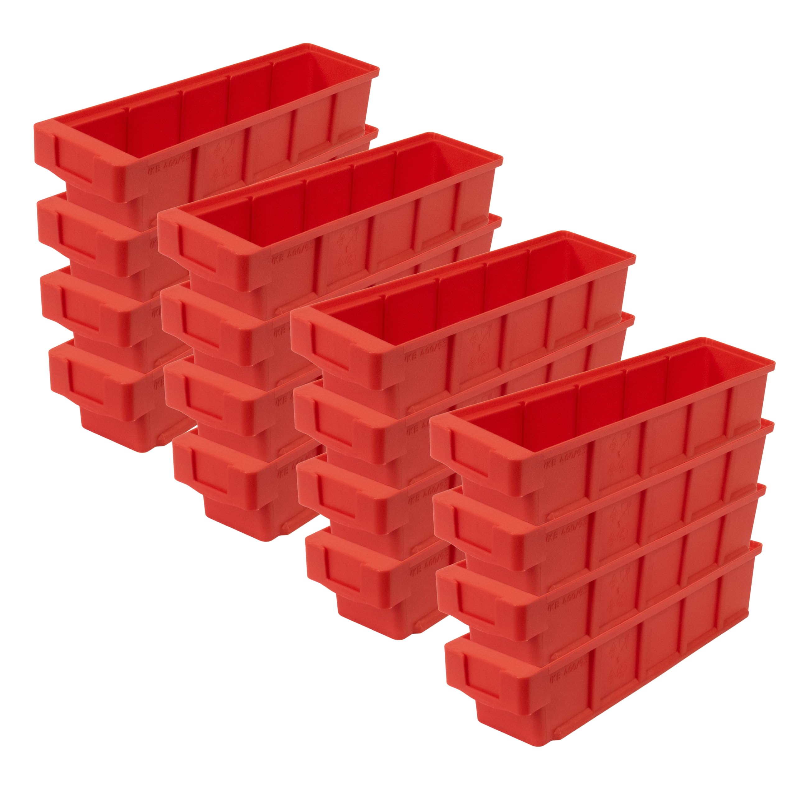 SCHULTE Lagertechnik 16x Regalkästen VKB 500x 93x83 mm - aus Polypropylen, rot