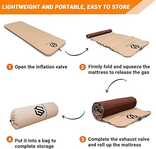 Miniatura 5 de Almohadilla de dormir autoinflable, almohadilla de espuma viscoelástica extra gruesa de 2.7 pulgadas, almohadillas de colchón autoinflables de aire