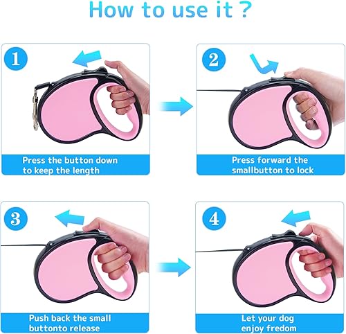 Miniatura 3 de Correa retráctil para perro, correa retráctil para perro de 16 pies, con mango antideslizante, cinta de nailon fuerte sin enredos, freno con una