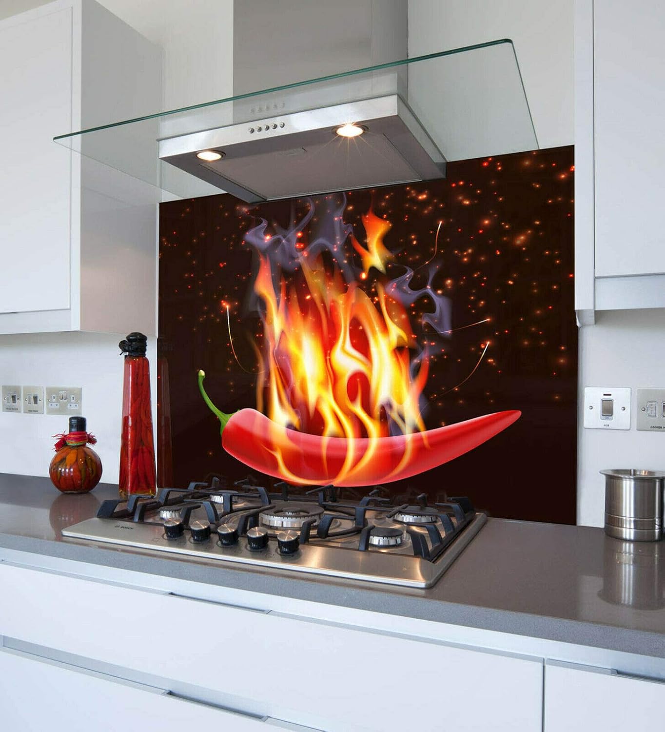 burning chilli 2 printed kitchen glass splashback toughened heat resistant cooking dining home kitchen arcadiawinds com