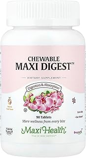 Maxi Health Chewable Digest - Natural Digestive Enzymes with Bromelain and Calcium- Quick-Acting - 90 Chewables - Kosher - Supports Healthy Digestion and Joint Comfort for Men & Women