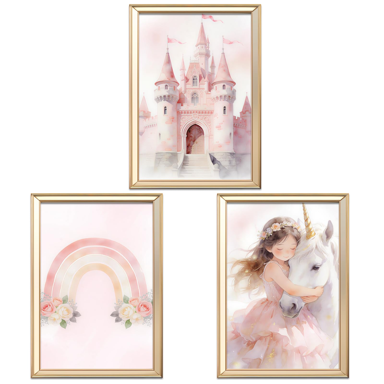 Nodrex 3PCS Unicorn Wall Art for Girls Bedroom, Girls Bedroom Decor Pink Room Decor Canvas Prints, Unframed Kids Wall Art Nursery Posters Bedroom Pictures 30.0 x 40.0 cm 11.8 x 15.7 in