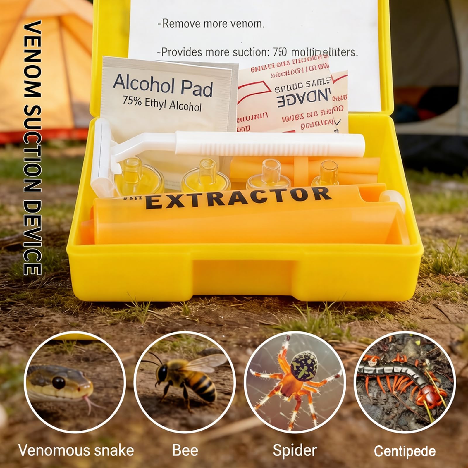 Kits De Primeros Auxilios Para Mordeduras De Serpiente, Modelos De Simulador De Heridas, Diseño Portátil, Extractor De Veneno De Picaduras Abeja, Bomba Succión Para Extracción Veneno Emergencia