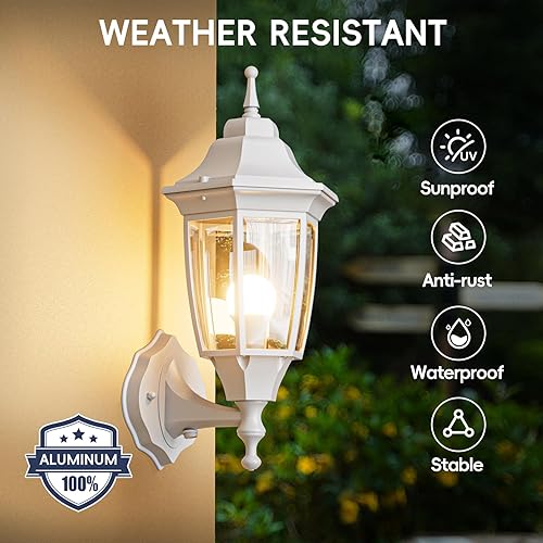 Miniatura 2 de EMART Luz de porche frontal para exteriores, anticorrosión, aluminio impermeable y pantallas de vidrio, lámpara de pared moderna para exteriores,