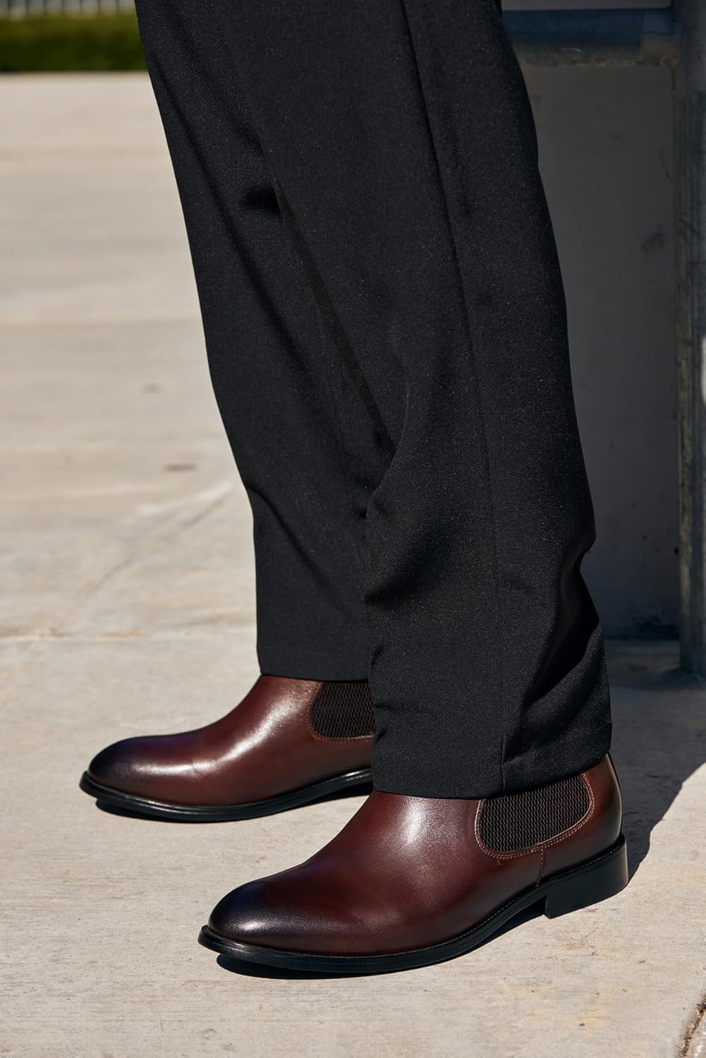 CALTO Men's Invisible Height Increasing Elevator Shoes - Premium Leather Slip-on Chelsea Boots - 2.8 Inches Taller - Image 3