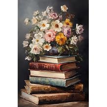 RYMILIE Diamond Art Kits for Adults Vintage Flowers and Books 12x16inch