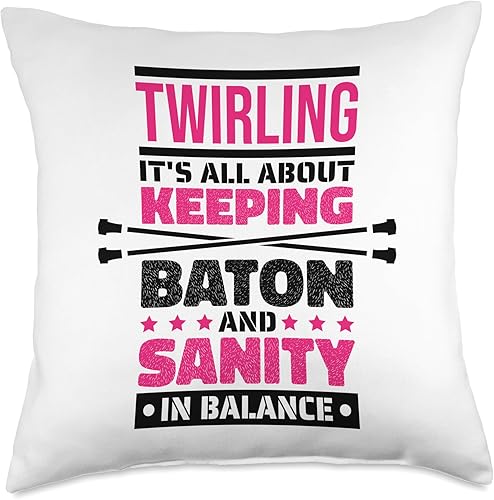 Majorette Twirl Dancer & Baton Twirler Apparel Keeping Balance, Baton Twirling Throw Pillow, 18x18, Multicolor
